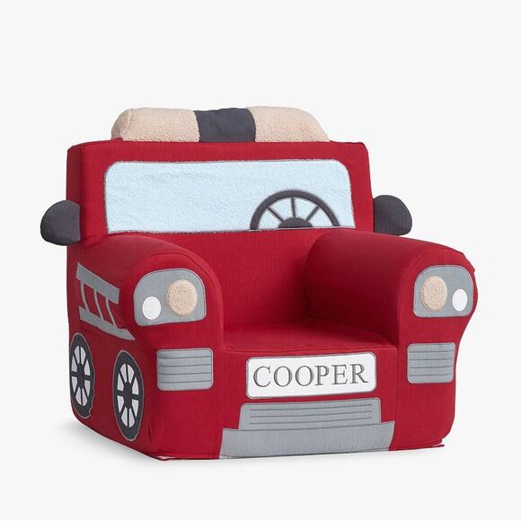 Pottery Barn Red Fire Truck Slipcover ONLY My First Anywhere Chair Fireman NEW - Picture 1 of 10